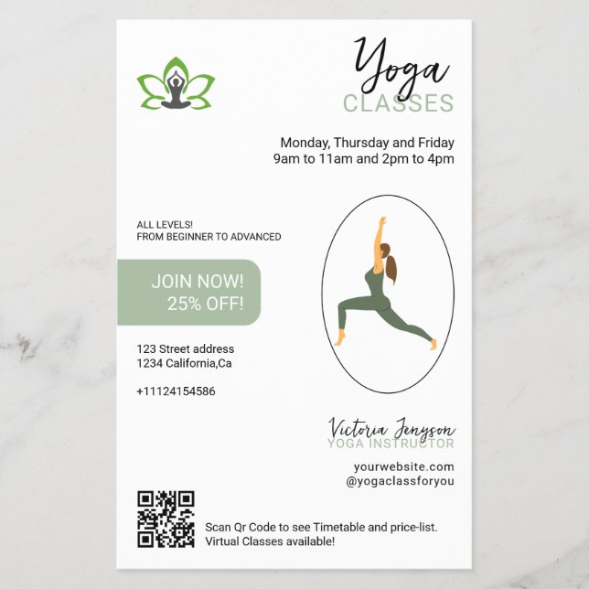 Panfleto de Estúdio de Yoga Moderno | Enviado com  (Frente)
