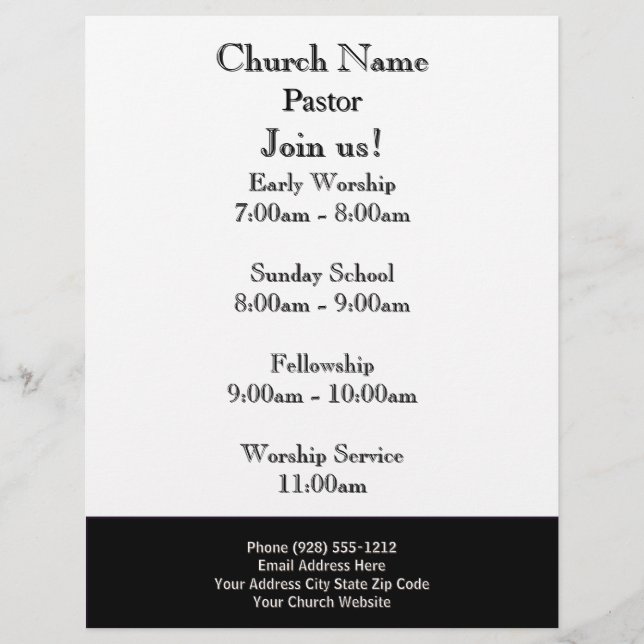 Panfleto de Igreja Preto e Branco, Junte-se a Nós  (Frente)