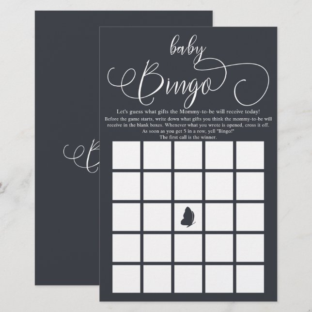 Panfleto de Jogo de Bingo de Bebê com Caligrafia M (Frente/Verso)