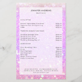 Panfleto de Lista de Preços de Salão de Glitter Ro