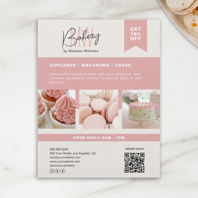 Panfleto de Logotipo de Monograma Personalizado de (Bakery Custom Monogram Logo Flyer)
