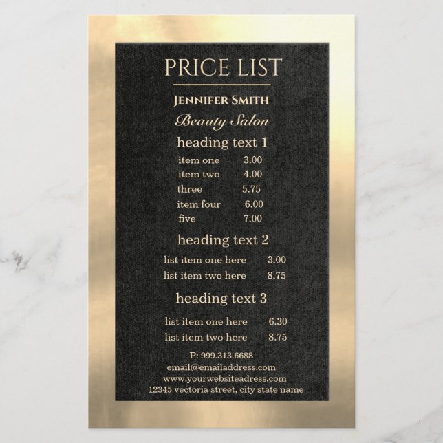 Panfleto de Maquiador Preto Ouro (Frente)