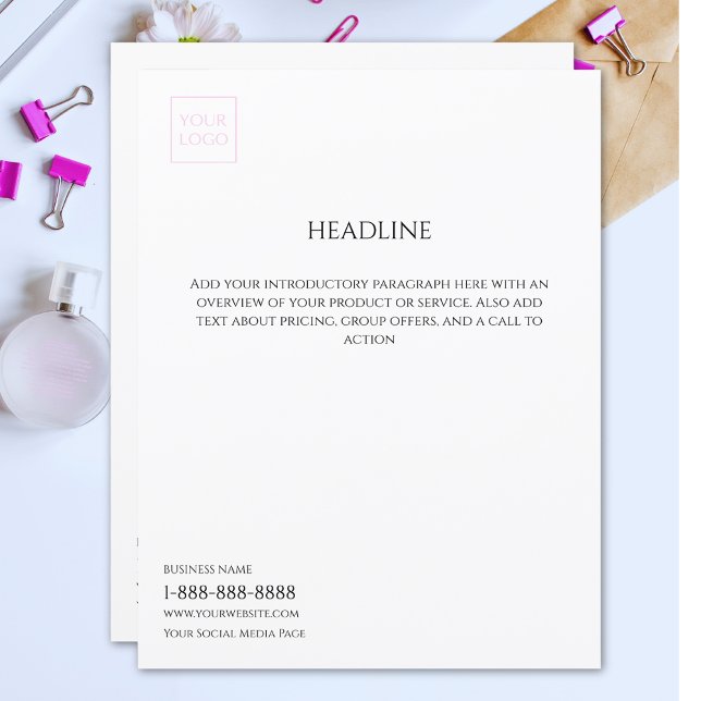 Panfleto de Marketing Empresarial Branco Minimal L (Criador carregado)
