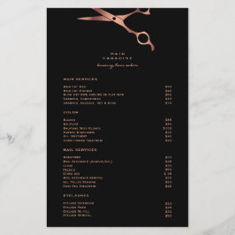 Panfleto de Menu da Lista de Preços do Salão de Ca