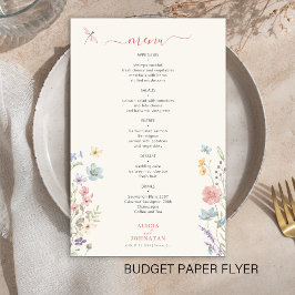 Panfleto de menu de casamento elegante floral econ