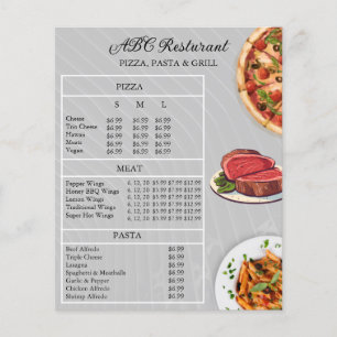 Panfleto de Menu de Restaurante Design Imprimíve