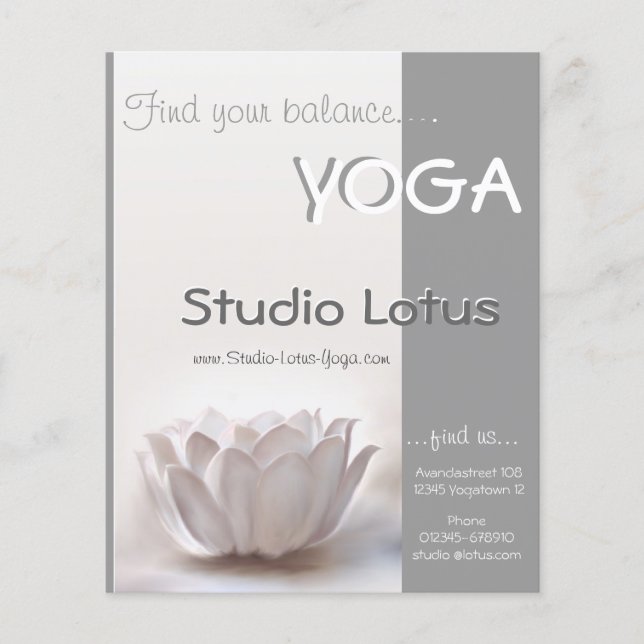 Panfleto de merchandising do Yoga studio lotus (Frente)