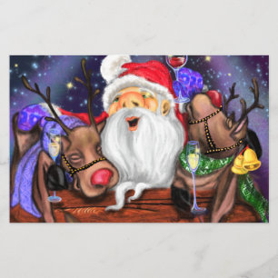 Panfleto de Natal Papai Noel e Renas Diversão
