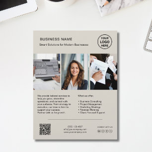 Panfleto de Negócios Corporativos QR Foto Logotipo