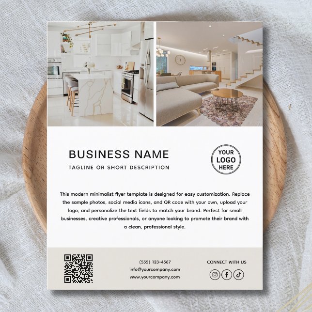 Panfleto de Negócios de Foto de Logo Personalizado (Minimalist Custom Logo Photo Business Flyer)