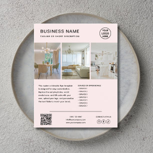 Panfleto de Negócios de Marketing Minimalista Rosa
