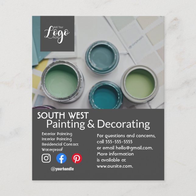 Panfleto de negócios de pintura e decoração (Frente)