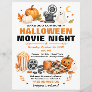Panfleto de Noite de Filme de Halloween da Comunid