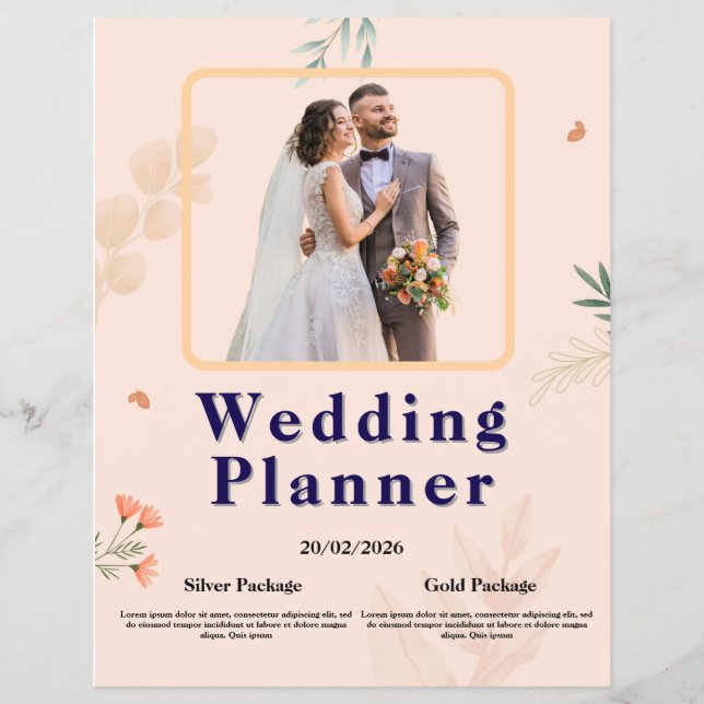 Panfleto de Planeador de Casamento Elegante | Desi (Frente)