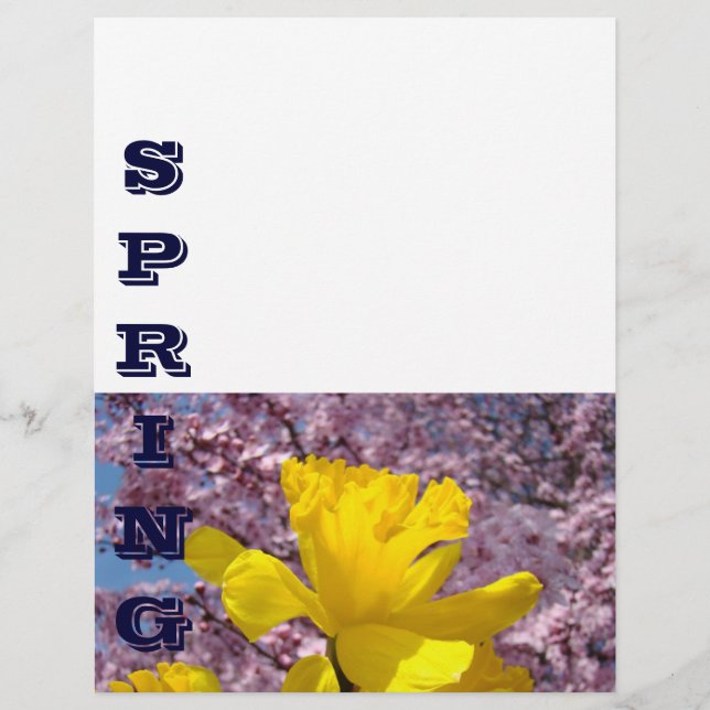 Panfleto de PRIMAVERA em papel Narciso Flor Árvore (Frente)