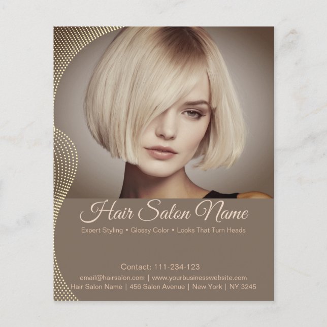 Panfleto de Salão de Cabelo Elegante – Serviços Pe (Frente)