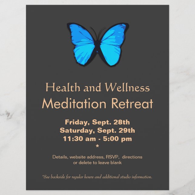 Panfleto de Saúde e Bem-Estar Feminino Borboleta A (Frente)