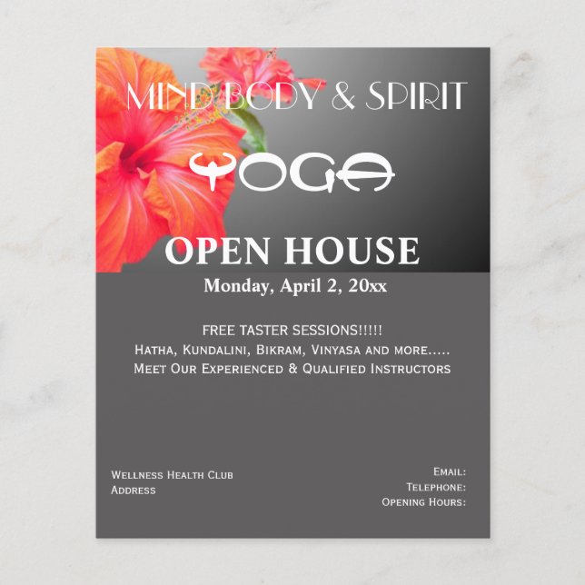 Panfleto de Yoga do Hibisco Vermelho A5 (Frente)