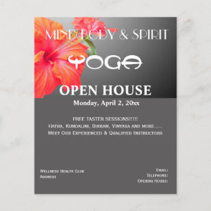 Panfleto de Yoga do Hibisco Vermelho A5