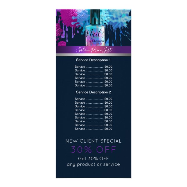 Panfleto Design do verniz para as unhas do técnico do prego (Frente)