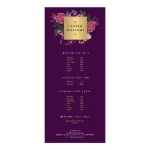 Panfleto Designer de Motif Floral Moderno de Vintage Roxo E