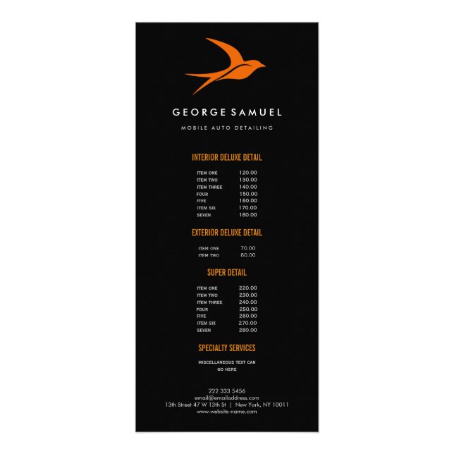 Panfleto Detalhamento Automático | Logotipo de pássaro voad (Frente)