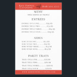 Panfleto do menu Catering do Chef Hat<br><div class="desc">O chapéu de chef russo desenhado em fiesta vermelho,  simples panfleto de menu. Projetado para corresponder à nossa Coleção de Chapéus de Chef.</div>