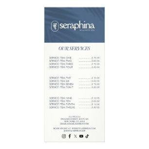 Panfleto Elegância Terrosa Logo Beleza, Bem-estar, Spa Azul