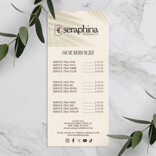 Panfleto Elegância Terrosa Logo Beleza, Bem-estar, Spa Marf (Criador carregado)