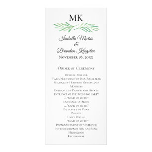 Panfleto Elegant Monogram Greenery Wedding Program 2