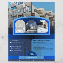 Panfleto Elegante Azul Para Agentes Imobiliários