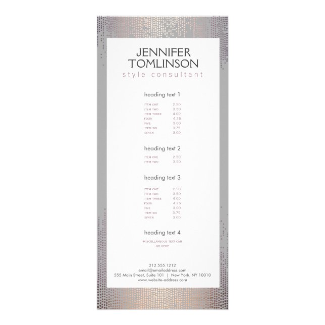 Panfleto Elegante Blush Confetti - Cinza de Padrão de Chuva (Frente)