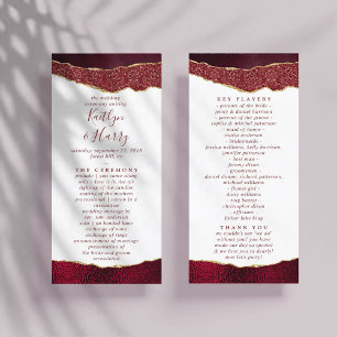 Panfleto Elegante Burgundy e Dourado programa de casamento