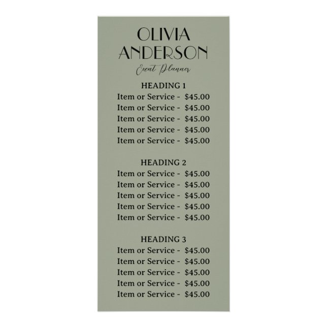 Panfleto Elegante Sage Green Neutral Boho Moderno Único (Frente)