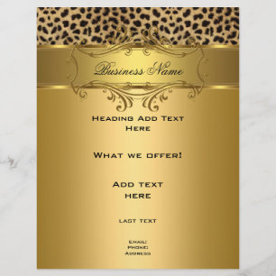 Panfleto Elegante Sofisticado Dourado Leopardo Pre