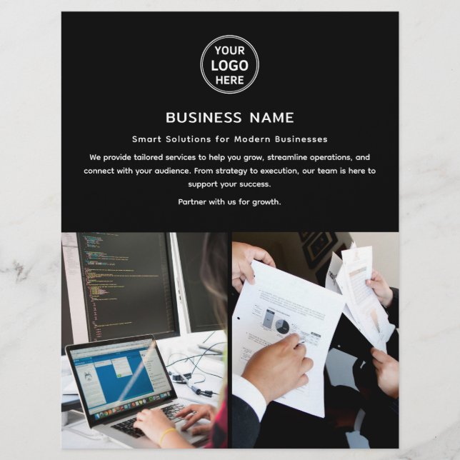 Panfleto Empresarial Profissional de Foto com Logo (Frente)