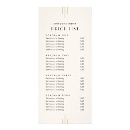 Panfleto EVERLY Ivory Double Sided Business Price List