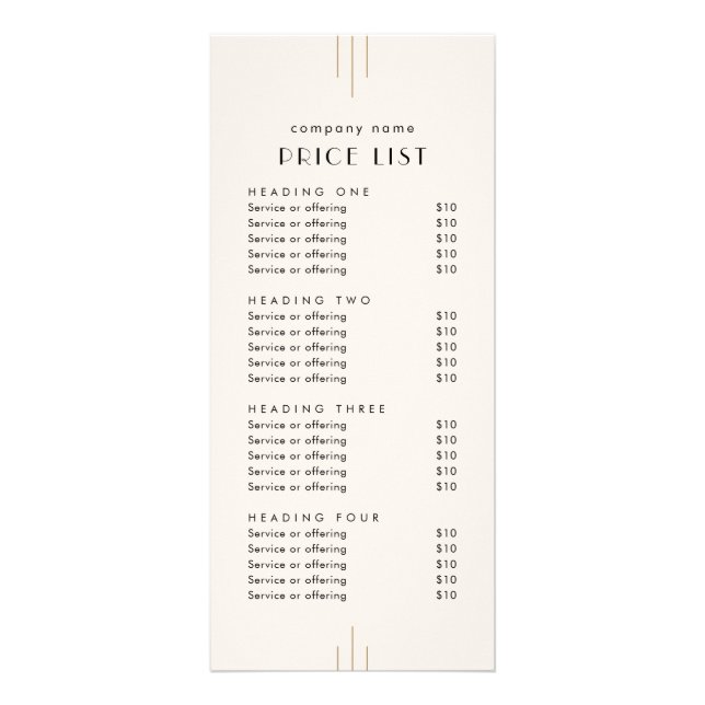 Panfleto EVERLY Ivory Double Sided Business Price List (Frente)
