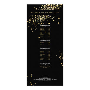 Panfleto Faux Dourado Confetti no Black Modern Rack Card