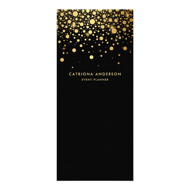 Panfleto Faux Gold Foil Confetti Business Rack Card | Preto (Frente)