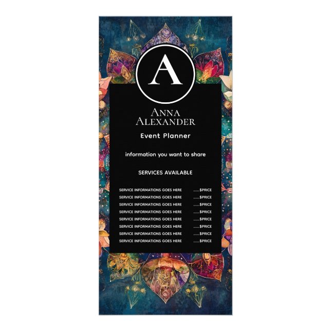 Panfleto Fios de Luz | Design de Mandala Floral (Frente)