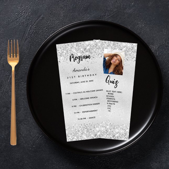 Panfleto Foto de prata do programa de aniversário do Quiz (Criador carregado)