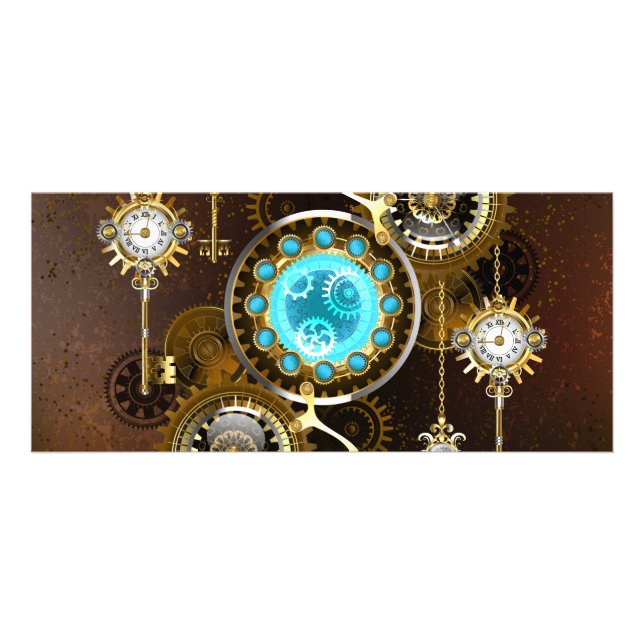 Panfleto Fundo enferrujado Steampunk com lentes turquesa (Frente)
