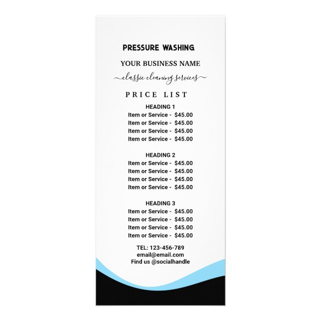 Panfleto Funny Pressure Washing  Power Wash Price List (Frente)
