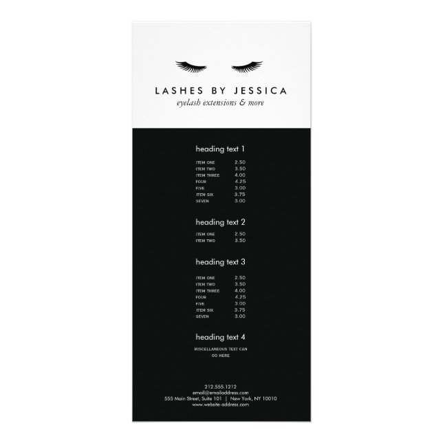 Panfleto Glam Eyelashes Preto e Branco (Frente)