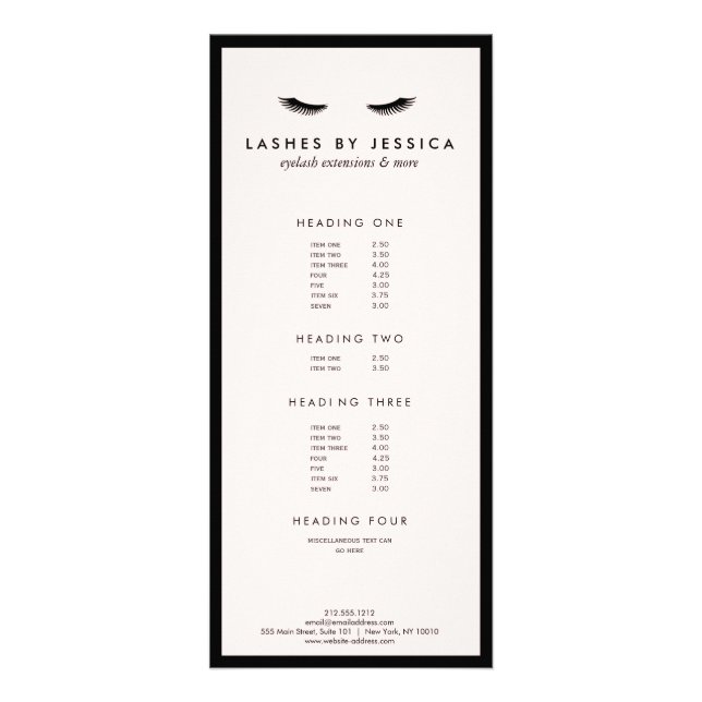 Panfleto Glam Eyelashes Preto e Rosa Clássicos (Frente)