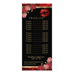 Panfleto Glitter do Rosa vermelha Lip - Lista de preços pre