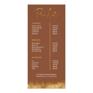 Panfleto Gold & Brown Lash Tech Price List | Luxury Beauty 