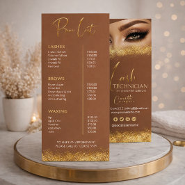 Panfleto Gold & Brown Lash Tech Price List | Luxury Beauty