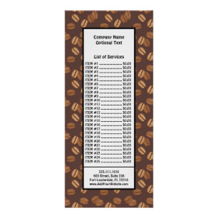 Panfleto Grãos de Café Feijão Torra Escura Marrom Cafeína